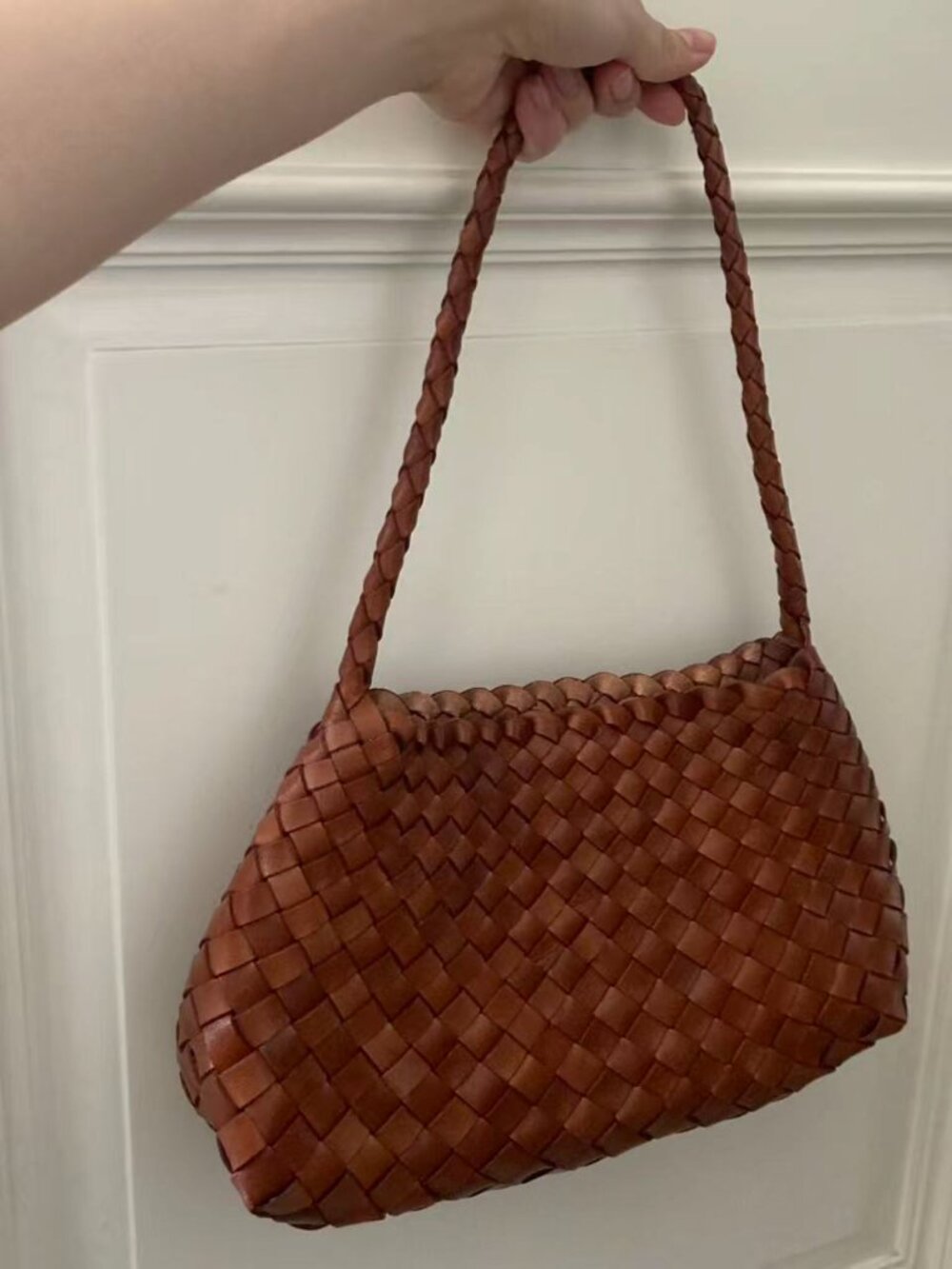 Dragon Diffusion Cognac Brown Woven Leather Shoulder Bag - Picture 9 of 10